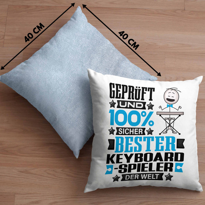 Keyboard-Spieler Geschenk Lustiger Spruch für Keyboard-Spieler Geschenkidee Bester Keyboard-Spieler Der WeltKissen mit Füllung 40x40 (Grau) Blau Trendation