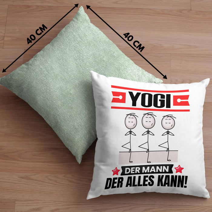 Yogi Kissen mit Füllung 40x40 Geschenk für Yogi Der Mann Der Alles Kann Geschenkidee zum Geburtstag (Grau) Grün Trendation