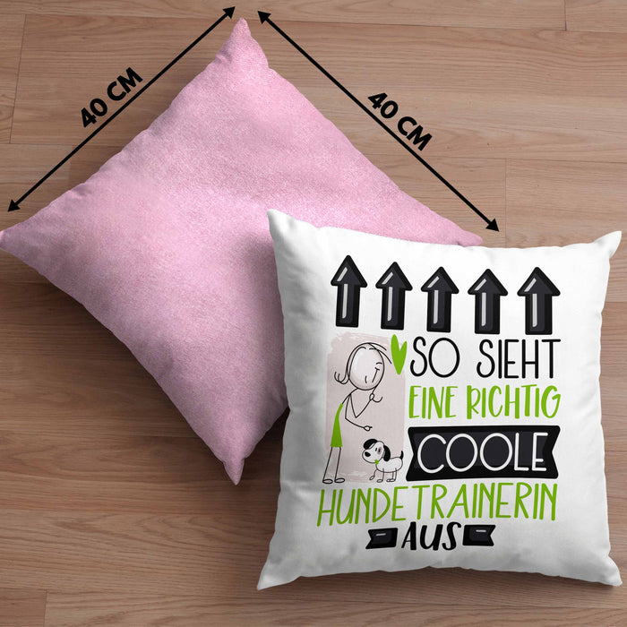 Hundetrainerin Geschenk Kissen mit Füllung 40x40 Lustig Geschenkidee für Hundetrainerin Geburtstag So Sieht Eine Richtig Coole Hundetrainerin Aus Frauen Spruch (Grau) Rosa Trendation