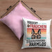 Schäferhund Besitzerin Frauchen Kissen mit Füllung 40x40 Geschenk Lustiger Spruch Geschenkidee Vorsicht Vor Dem Frauchen (Grau) Rosa Trendation