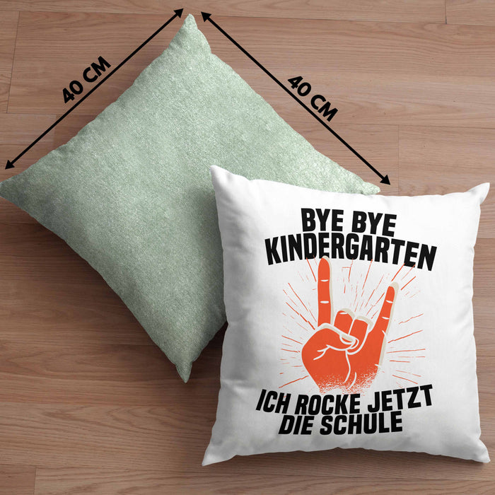Kita Abgänger 2024 Schulstart Kissen mit Füllung 40x40 Geschenk Jungen Einschulung Schulanfang Erster Schultag (Grau) Grün Trendation