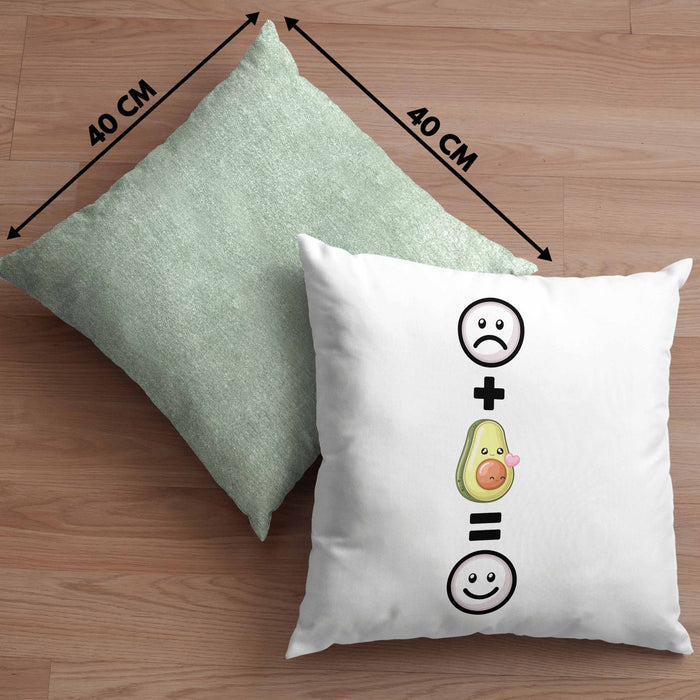 Avocado Kissen mit Füllung 40x40 Geschenk für Avocado Liebhaber :( + Avocado = :) Lustige Geschenkidee Geburtstag (Grau) Grün Trendation