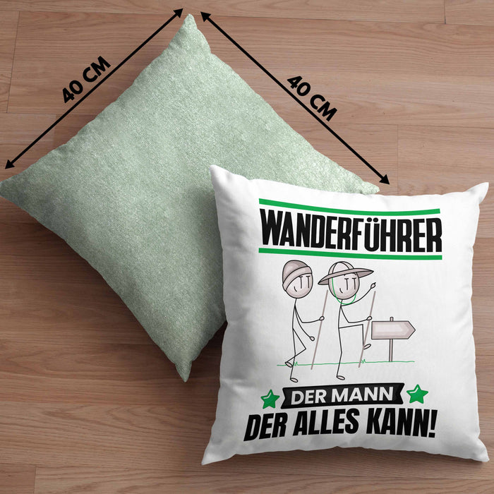 Wanderführer Kissen mit Füllung 40x40 Geschenk für Wanderführer Der Mann Der Alles Kann Geschenkidee zum Geburtstag (Grau) Grün Trendation