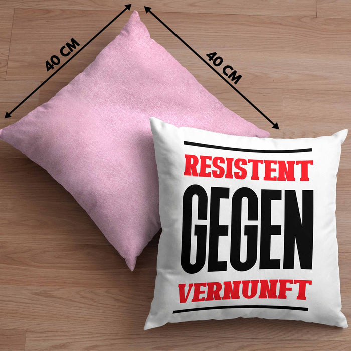 System Kissen mit Füllung 40x40 Geschenk Spruch Lustig Resistent Gegen Vernupft Geschenkidee Geburtstag (Grau) Rosa Trendation