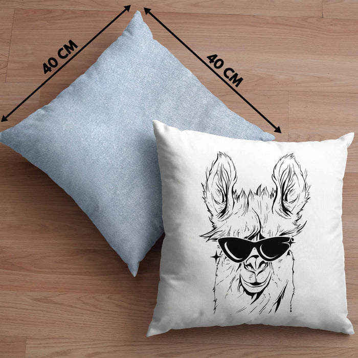 Llama Alpaka Kissen mit Füllung 40x40 Geschenk Lama Geschenkidee für Lama-Fans (Grau) Blau Trendation