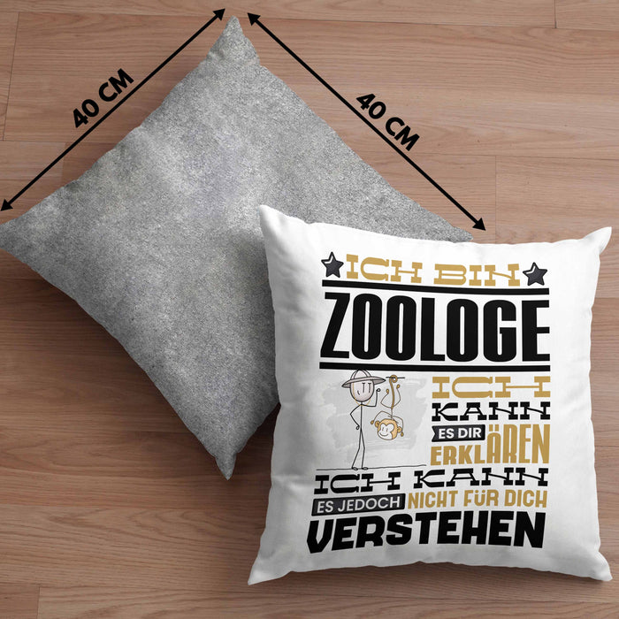 Zoologe Geschenk Kissen mit Füllung 40x40 Geschenkidee für Zoologe Geburtstag Lustiger Spruch Ich Bin Zoologe Ich Kann Es Dir Erklären Aber Nicht Für Dich Verstehen (Grau) Grau Trendation