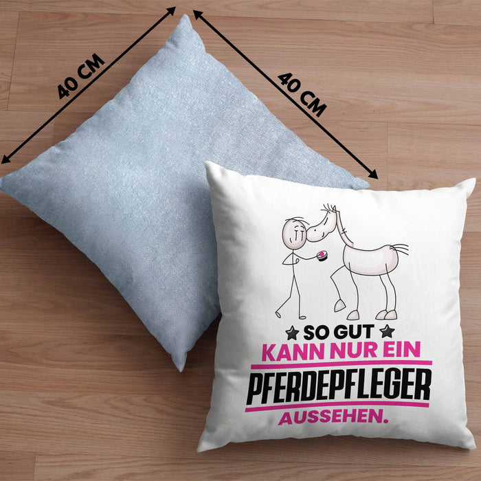 Pferdepfleger Geschenk Kissen mit Füllung 40x40 So Gut Kann Nur Ein Pferdepfleger Aussehen Geschenkidee (Grau) Blau Trendation