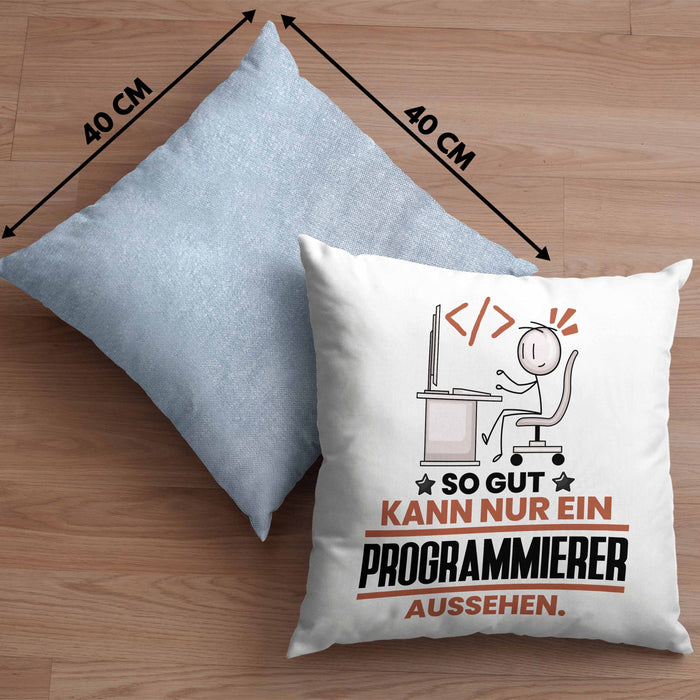 Programmierer Geschenk Kissen mit Füllung 40x40 So Gut Kann Nur Ein Programmierer Aussehen Geschenkidee (Grau) Blau Trendation