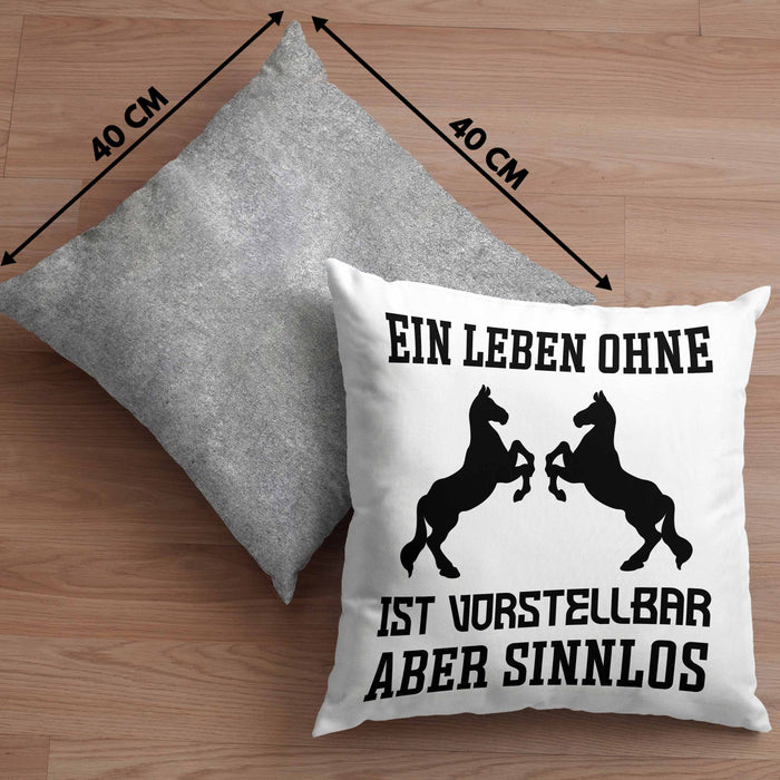 Pferde Kissen mit Füllung 40x40 Lustig Reiterin Geschenk Pferde Geschenke Mädchen Pferdeliebhaber Lustig (Grau) Grau Trendation