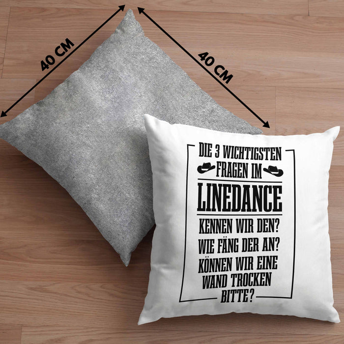 Linedance Geschenke Kissen mit Füllung 40x40 Geschenkidee Spruch Line Dance Frauen Sprüche Können Wir eine Wand Trocken (Grau) Grau Trendation