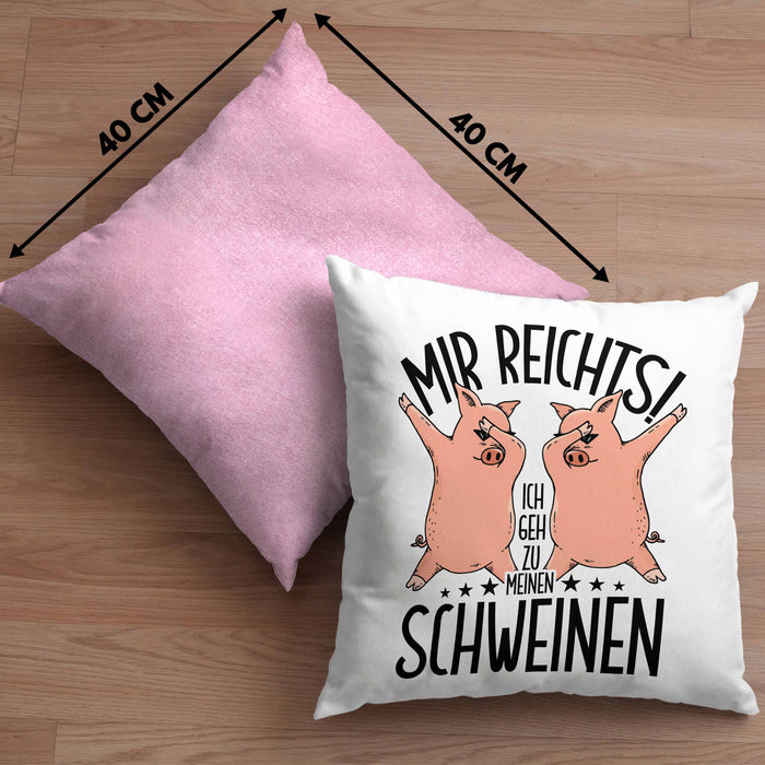 Lustige Kissen mit Füllung 40x40 Geschenk für Schweine-Bauer Geschenkidee Spruch (Grau) Rosa Trendation