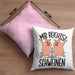 Lustige Kissen mit Füllung 40x40 Geschenk für Schweine-Bauer Geschenkidee Spruch (Grau) Rosa Trendation
