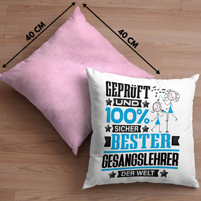Gesangslehrer Geschenk Lustiger Spruch für Gesangslehrer Geschenkidee Bester Gesangslehrer Der WeltKissen mit Füllung 40x40 (Grau) Rosa Trendation
