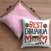 Chihuahua Mom Besitzerin Kissen mit Füllung 40x40 Geschenk Lustiger Spruch Geschenkidee Besitzerin Chihuahua Mama (Grau) Rosa Trendation