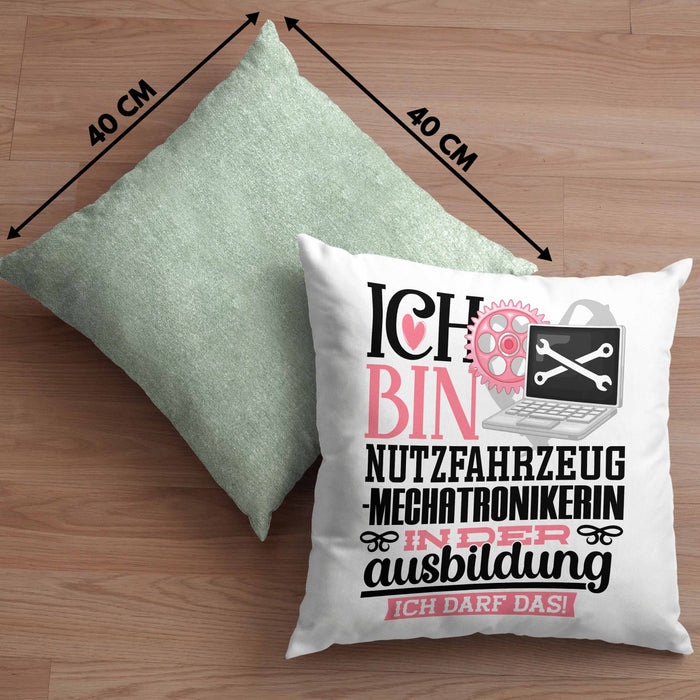 Nutzfahrzeugmechatronikerin Ausbildung Start Geschenk Kissen mit Füllung 40x40 Ich Bin Nutzfahrzeugmechatronikerin In Der Ausbildung Ich Darf Das Geschenkidee (Grau) Grün Trendation