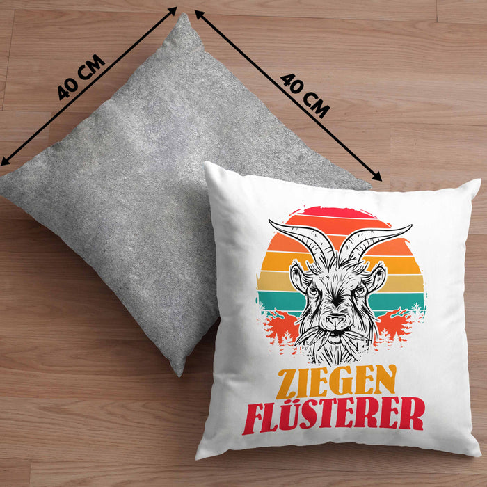 Ziegen Hirte Geschenk Kissen mit Füllung 40x40 Ziegen Flüsterer Geschenkidee Ziegen-Liebhaber (Grau) Grau Trendation