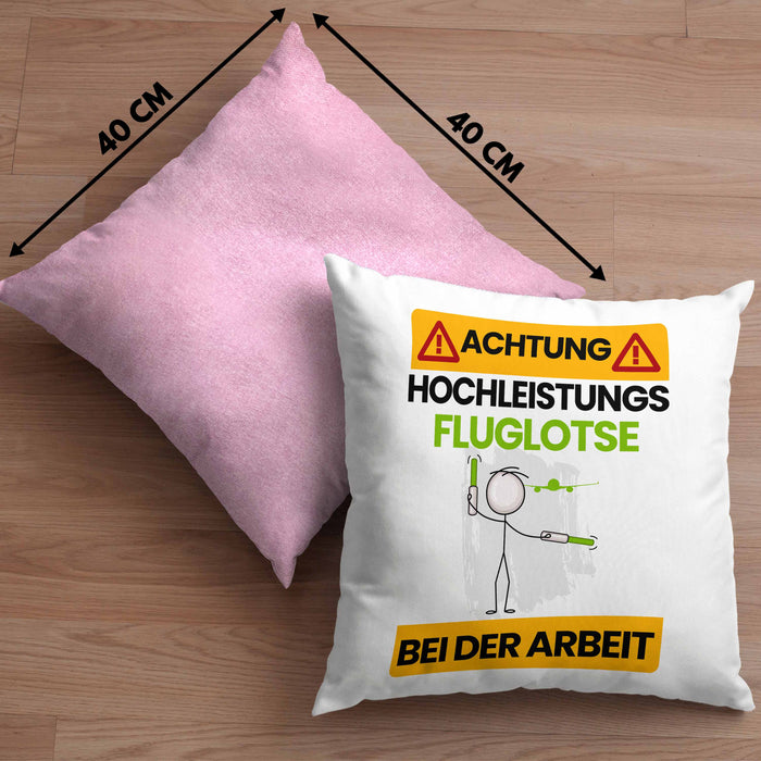 Fluglotse Kissen mit Füllung 40x40 Geschenk Lustiger Spruch Geschenkidee für Fluglotse Achtung Hochleistungs Fluglotse Bei Der Arbeit (Grau) Rosa Trendation