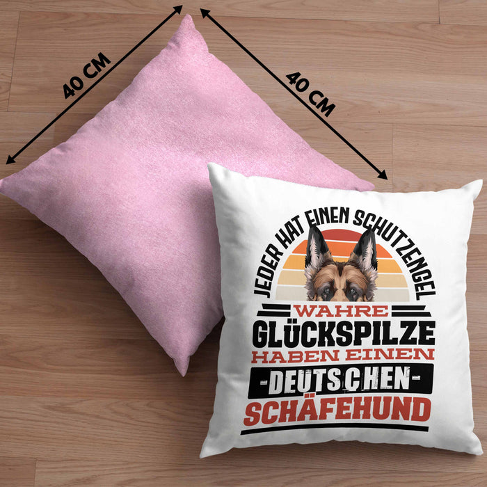 Deutscher Schäferhund Kissen mit Füllung 40x40 Geschenkidee Schäferhund Besitzer Schutzengel (Grau) Rosa Trendation