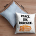 Peace Joy Pancake Kissen mit Füllung 40x40 Geschenk Pfannkuchen Eierkuchen Liebhaber (Grau) Blau Trendation