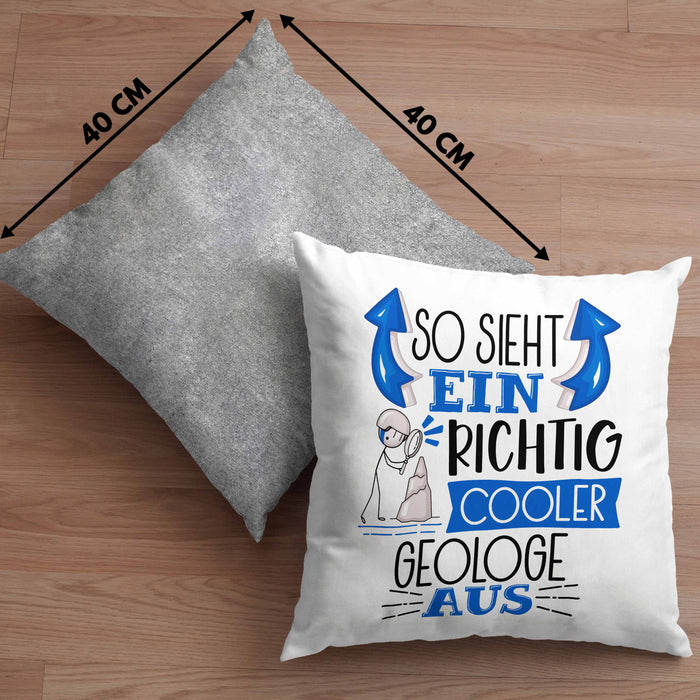 Geologe Kissen mit Füllung 40x40 Geschenk So Sieht Ein RIchtig Cooler Geologe Aus Geschenkidee Lustiger Spruch Geburtstag (Grau) Grau Trendation