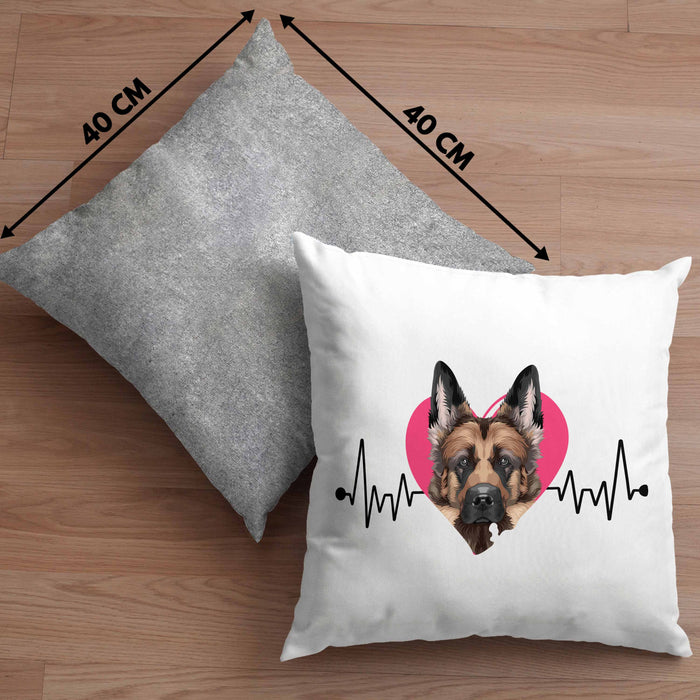 Schäferhund Besitzer Kissen mit Füllung 40x40 Geschenk Lustiger Spruch Geschenkidee Herzschlag Schäferhund (Grau) Grau Trendation