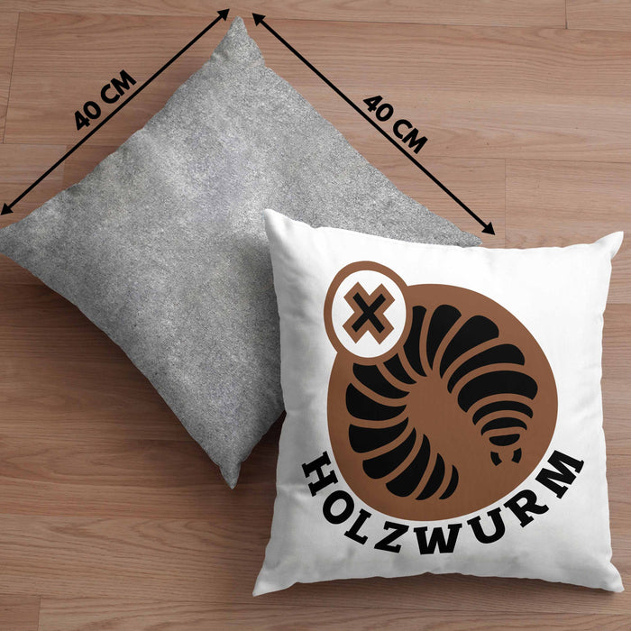 Holzwurm Kreissäge Kissen mit Füllung 40x40 Geschenk Holzarbeiter Geschenkidee Schreiner (Grau) Grau Trendation