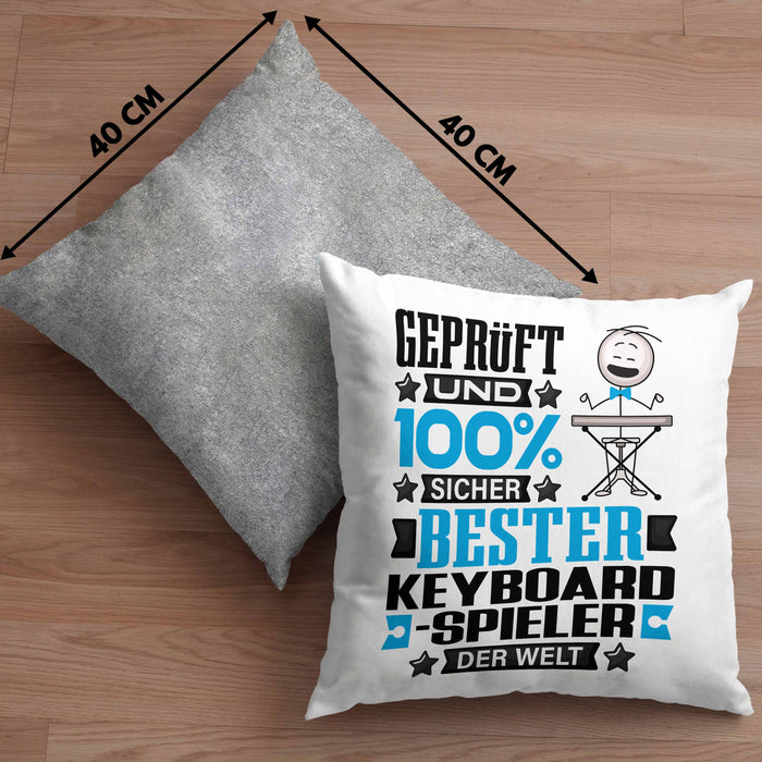 Keyboard-Spieler Geschenk Lustiger Spruch für Keyboard-Spieler Geschenkidee Bester Keyboard-Spieler Der WeltKissen mit Füllung 40x40 (Grau) Grau Trendation