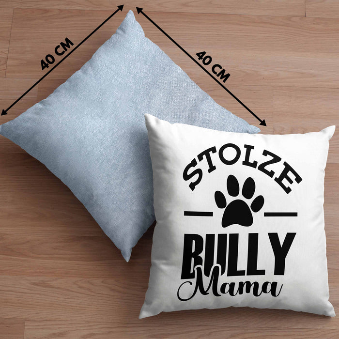 Hunde Kissen mit Füllung 40x40 Geschenk für stolze Bully-Mamas Bully Hunde Geschenkidee (Grau) Blau Trendation