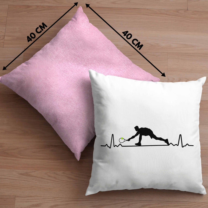 Tennis Herzschlag Geschenk Trainer Coach Tennisspieler Geschenkidee Kissen mit Füllung 40x40 (Grau) Rosa Trendation