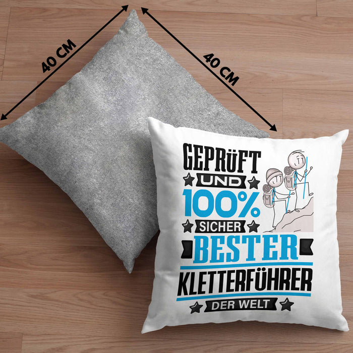 Kletterführer Geschenk Lustiger Spruch für Kletterführer Geschenkidee Bester Kletterführer Der WeltKissen mit Füllung 40x40 (Grau) Grau Trendation