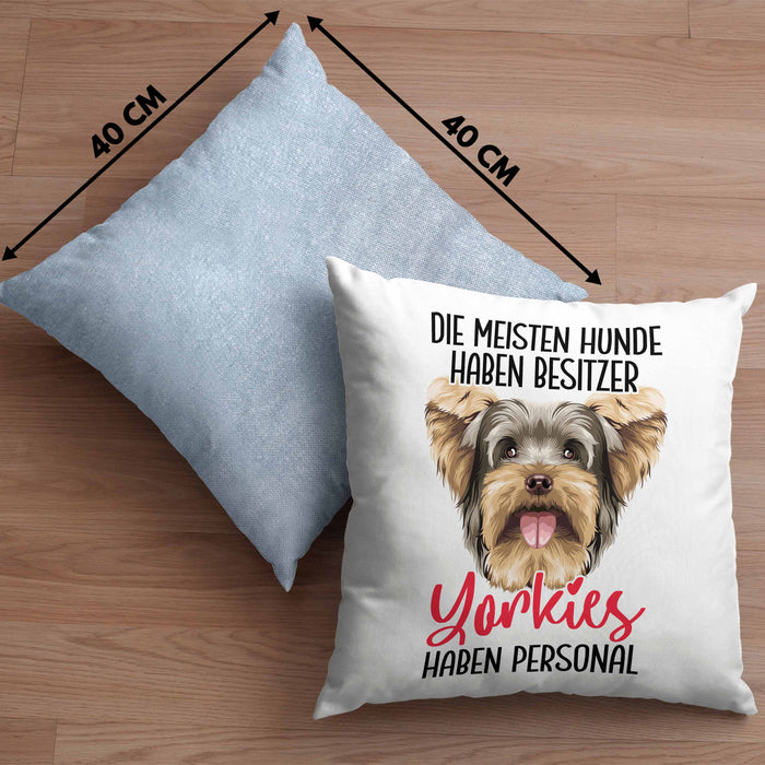 Yorkie-Besitzer Geschenk Kissen mit Füllung 40x40 Hund Yorkie Liebhaber Geschenkidee Die Meisten Hunde Haben Besitzer Yorkies Haben Personal (Grau) Blau Trendation
