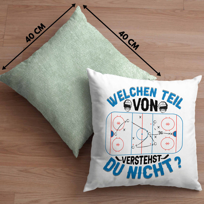 Eishockey Trainer Geschenk Kissen mit Füllung 40x40 Coach Eis-Hockey Spieler Geschenkidee Eishockeyspieler Geschenkdiee Welchen Teil Von Verstehst Du Nicht (Grau) Grün Trendation