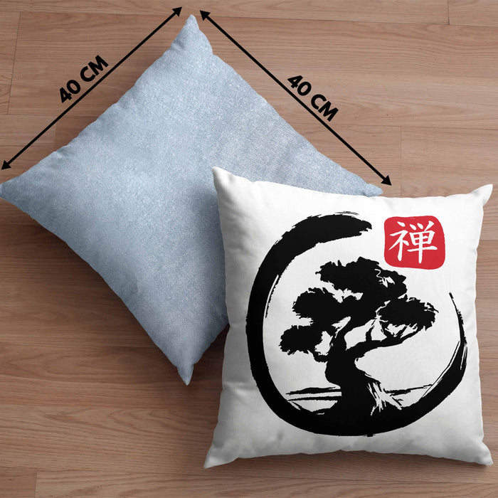 Lustige Bonsai Kissen mit Füllung 40x40 Geschenk für Bonsai-Liebhaber Silhoette (Grau) Blau Trendation