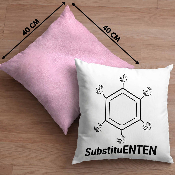 Chemie Kissen mit Füllung 40x40 SubstituENTEN Chemiker Witz Organische Chemie Ente Kaffee Geschenkidee (Grau) Rosa Trendation