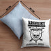Lustige Bogenschießen Kissen mit Füllung 40x40 Bogenschütze Motiv Geschenkidee Pfeil und Bogen Fans (Grau) Blau Trendation