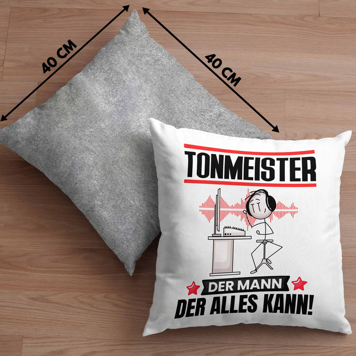 Tonmeister Kissen mit Füllung 40x40 Geschenk für Tonmeister Der Mann Der Alles Kann Geschenkidee zum Geburtstag (Grau) Grau Trendation