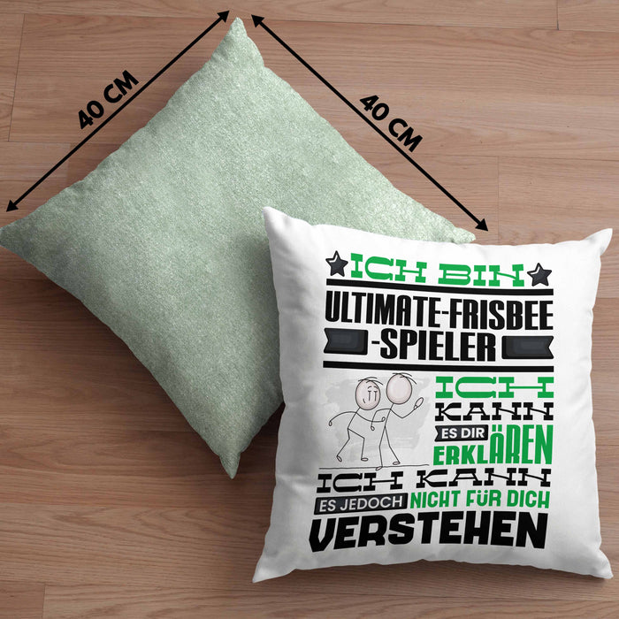 Ultimate-Frisbee-Spieler Geschenk Kaffee-Kissen mit Füllung 40x40 Geschenkidee für Ultimate-Frisbee-Spieler Ich Bin Ultimate-Frisbee-Spieler Ich Kann Es Dir Erklären Jedoch Nicht Für Dich Verstehen Spruch Lustig (Grau) Grün Trendation