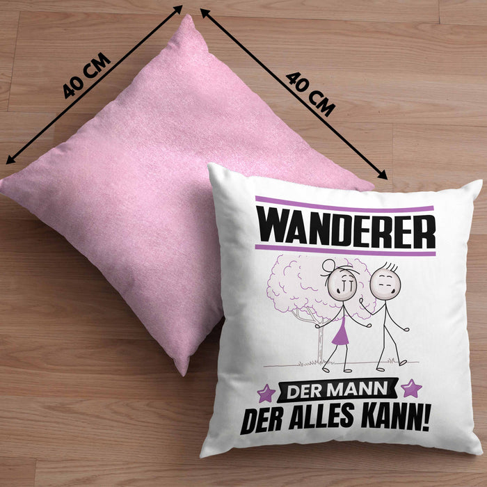 Wandern Kissen mit Füllung 40x40 Geschenk für Wandern Der Mann Der Alles Kann Geschenkidee zum Geburtstag (Grau) Rosa Trendation