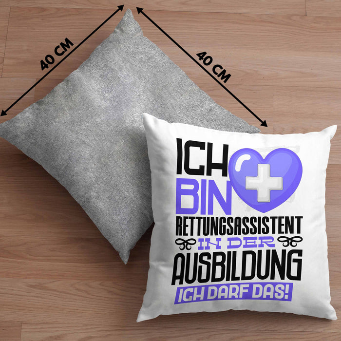 Rettungsassistent Ausbildung Kissen mit Füllung 40x40 Geschenk Ich Bin Rettungsassistent In Der Ausbildung Ich Darf Das Geschenkidee Spruch (Grau) Grau Trendation