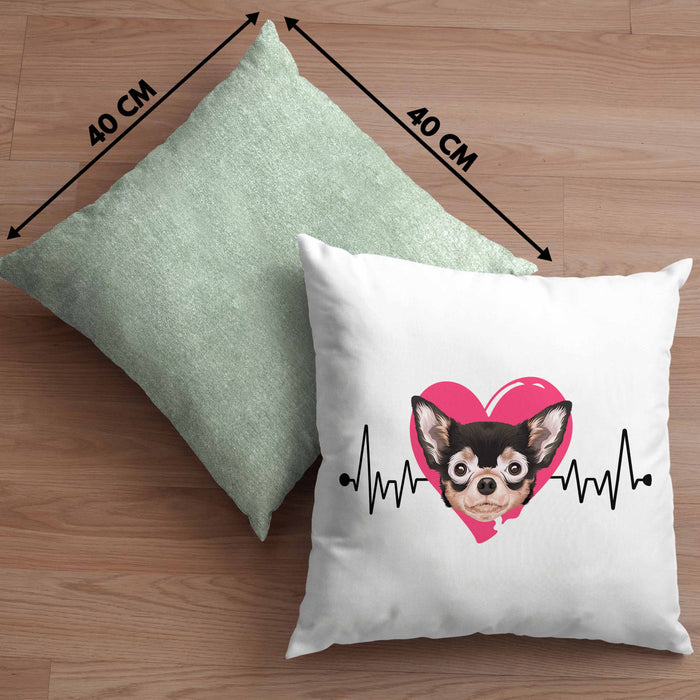 Chihuahua Besitzer Kissen mit Füllung 40x40 Geschenk Lustiger Spruch Geschenkidee Herzschlag XXXX (Grau) Grün Trendation