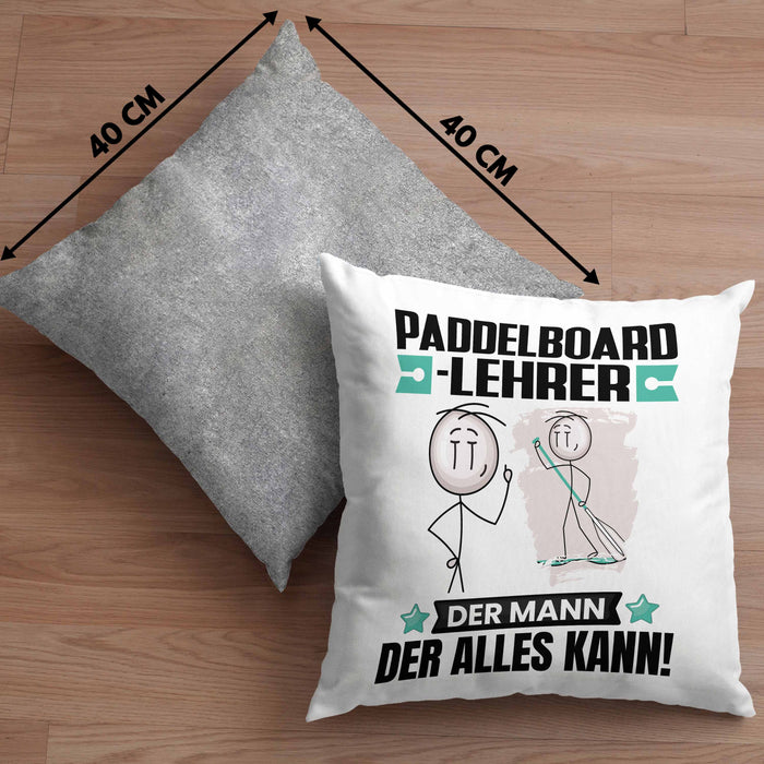 Paddelboard-Lehrer Kissen mit Füllung 40x40 Geschenk für Paddelboard-Lehrer Der Mann Der Alles Kann Geschenkidee zum Geburtstag (Grau) Grau Trendation