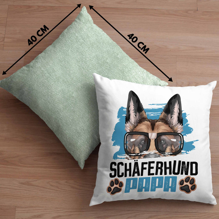 Schäferhund Papa Besitzer Kissen mit Füllung 40x40 Geschenk Lustiger Spruch Geschenkidee Schäferhund Liebhaber (Grau) Grün Trendation