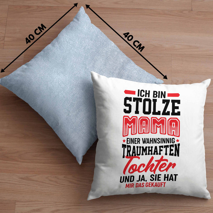 Muttertagsgeschenk Kissen mit Füllung 40x40 Ich Bin Stolze Mama Einer Wahnsinnig Traumhaften Tochter Geschenk für Mutter von Tochter (Grau) Blau Trendation