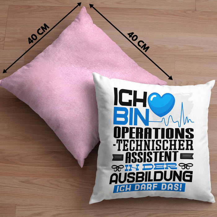 Operationstechnischer Assistent Ausbildung Kissen mit Füllung 40x40 Geschenk Ich Bin Operationstechnischer Assistent In Der Ausbildung Ich Darf Das Geschenkidee Spruch (Grau) Rosa Trendation
