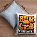 Burger Meister Kissen mit Füllung 40x40 Geschenk Spruch Grillen Sommer Burger Liebhaber Geschenkidee Cheeseburger (Grau) Blau Trendation