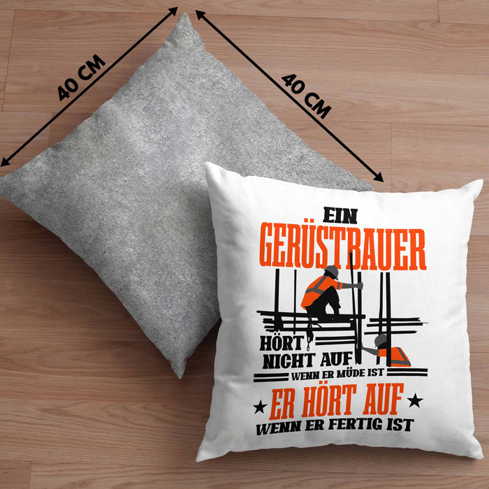 Kissen mit Füllung 40x40 für Gerüstbauer Geschenk Spuch Männer Gerüstbau (Grau) Grau Trendation