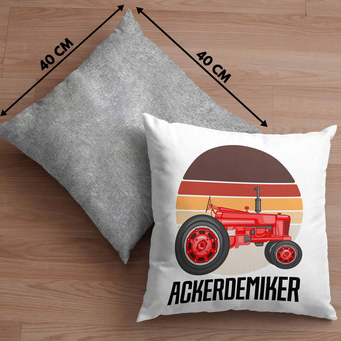 Ackerdemiker Kissen mit Füllung 40x40 Geschenk für Landwirt Geschenkidee Bauer Landwirtin Bauernhof Acker (Grau) Grau Trendation