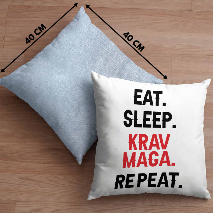 Krav Maga Kissen mit Füllung 40x40 Geschenk Kampfsportler Geschenkidee Selbstverteidigung (Grau) Blau Trendation
