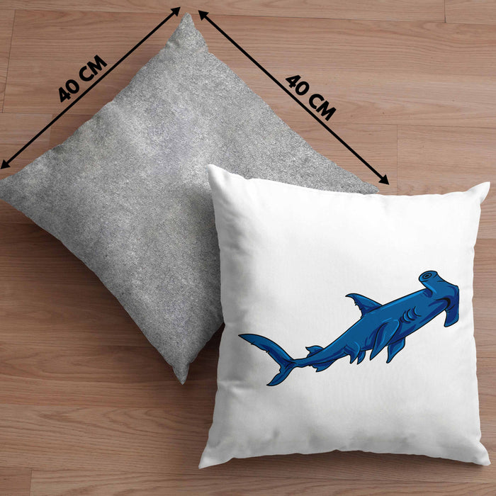 Kissen mit Füllung 40x40 mit Hammerhai und Haifisch Grafik Geschenk für Ozeanliebhaber (Grau) Grau Trendation