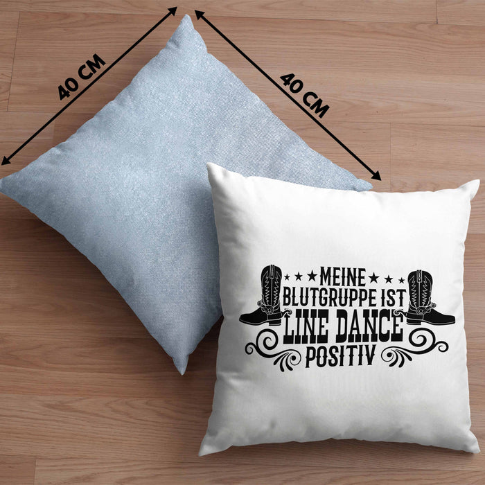 Kissen mit Füllung 40x40 Line Dance Motiv Geschenk für Line Dance Fans Tänzerin Geschenkidee Spruch (Grau) Blau Trendation